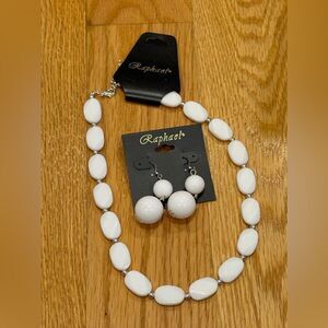 Rafael white beaded necklace and earrings set